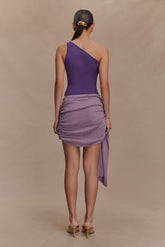 Cali Drape Skirt Knit Mini Dress - Purple